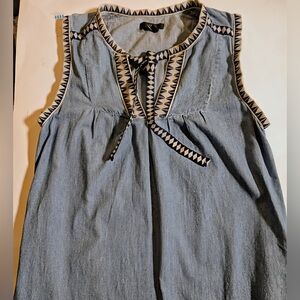 JCrew Chambray Shift Dress Indigo 100% Cotton Sleeveless 2 Front side pockets